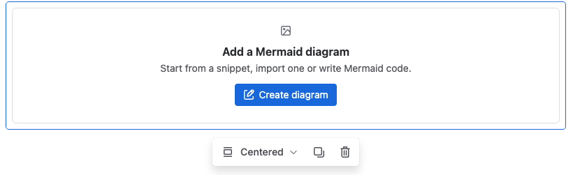 An empty Mermaid Diagram macro with the Create diagram button