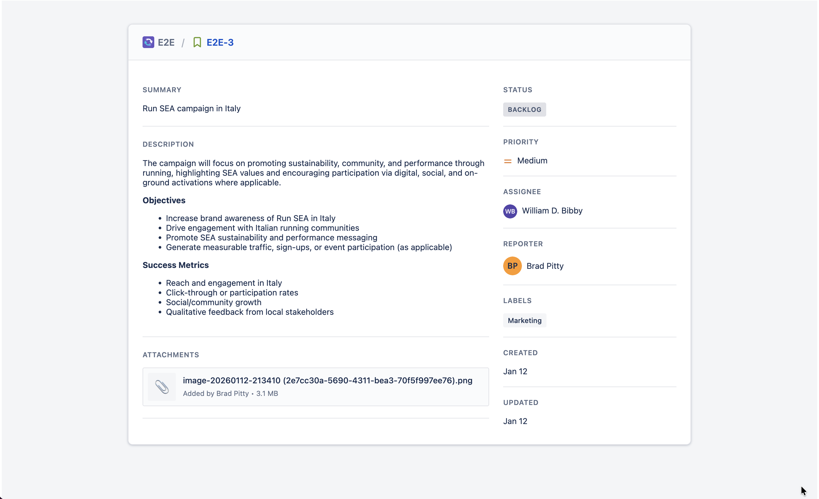 Shared Work Item view
