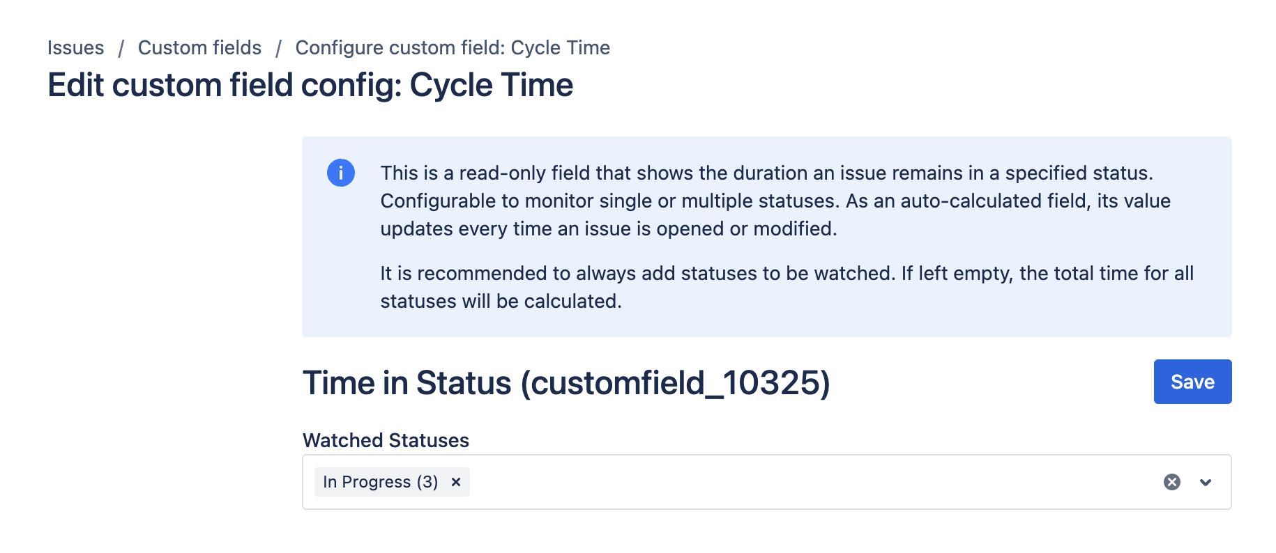 Time in Status Configuration